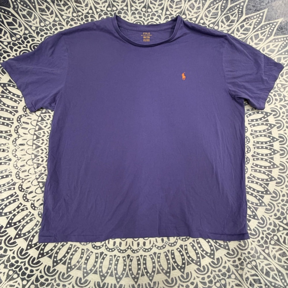 Polo Ralph Lauren Mens XL T-Shirt Purple Orange Pony Logo Short Sleeve Cotton